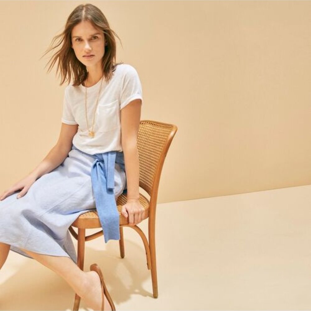 J Crew Baird McNutt Irish Linen slip skirt Item AW504 8   A Line Beige Tan